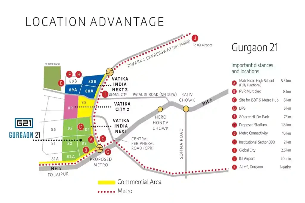 Vatika Gurgaon 21 Location Map