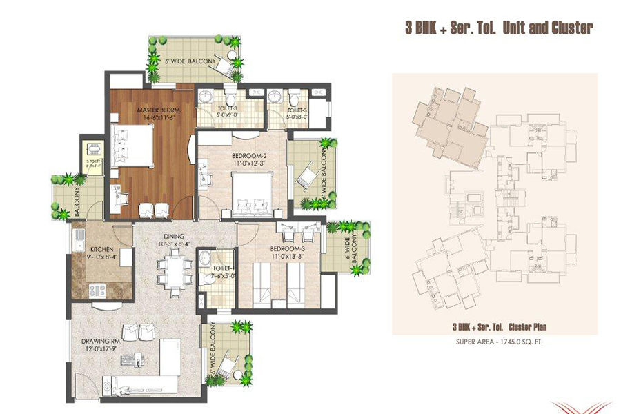 3 BHK Floor Plan